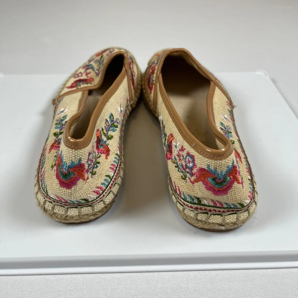 GIANNI BINI Espadrille Flats Sz 5.5 Embroidered‎ Floral Boho Festival Slip On